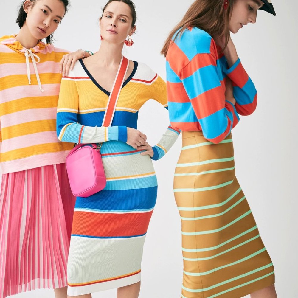 NWT J. Crew Blue Yellow Stripe Ribbed Sweater Dress Sweaterdress - Size Small - Picture 8 of 11